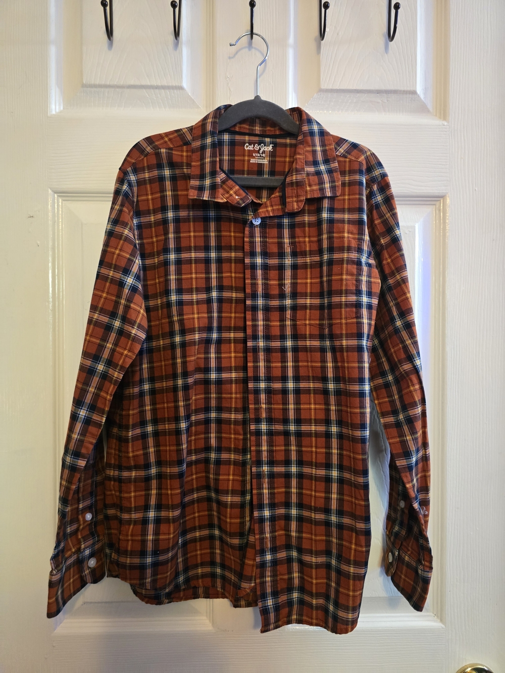 Cat & Jack Orange Plaid Button-Down Shirt